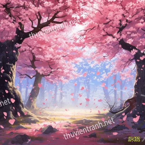 Tranh dán tường hoa anh đào-JP-472 - Tranh tường chất lượng cao